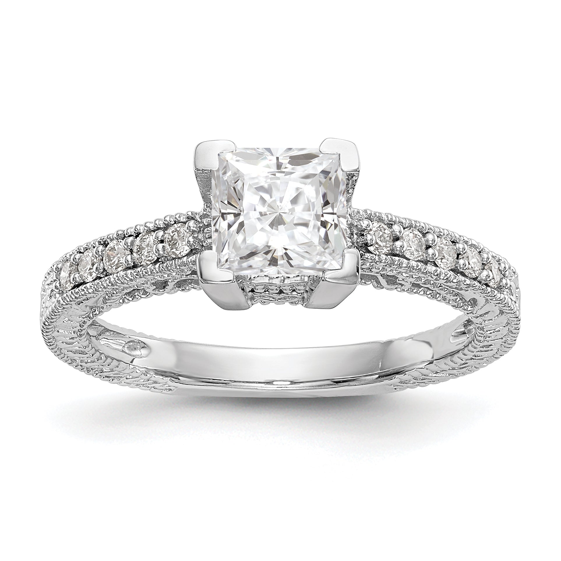 14K White Gold Simulated Diamond Engagement Ring