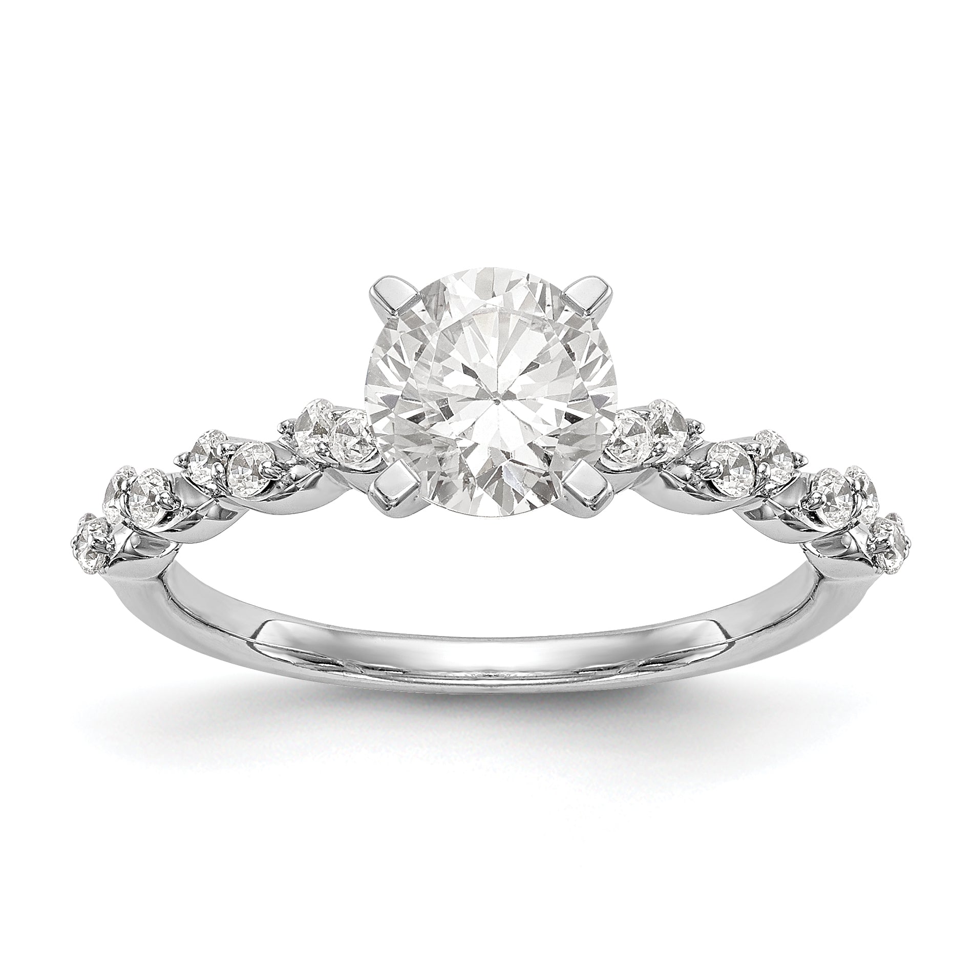 14K White Gold Diamond Peg Set Engagement Ring