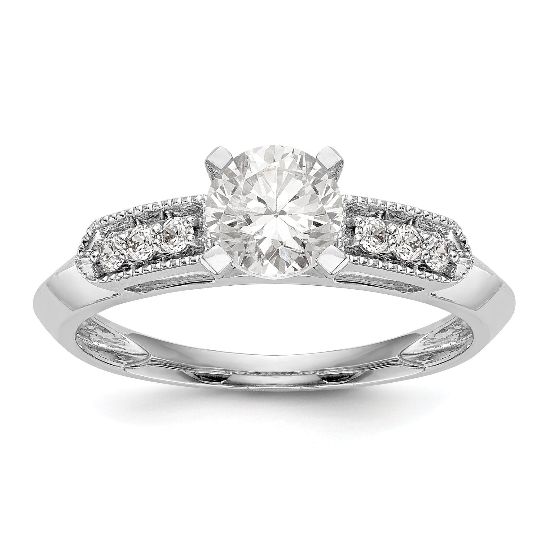 14K White Gold Diamond Peg Set Engagement Ring