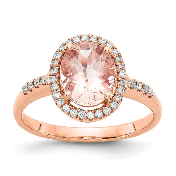 14k Rose Gold Morganite & Diamond Ring – Goldia.com