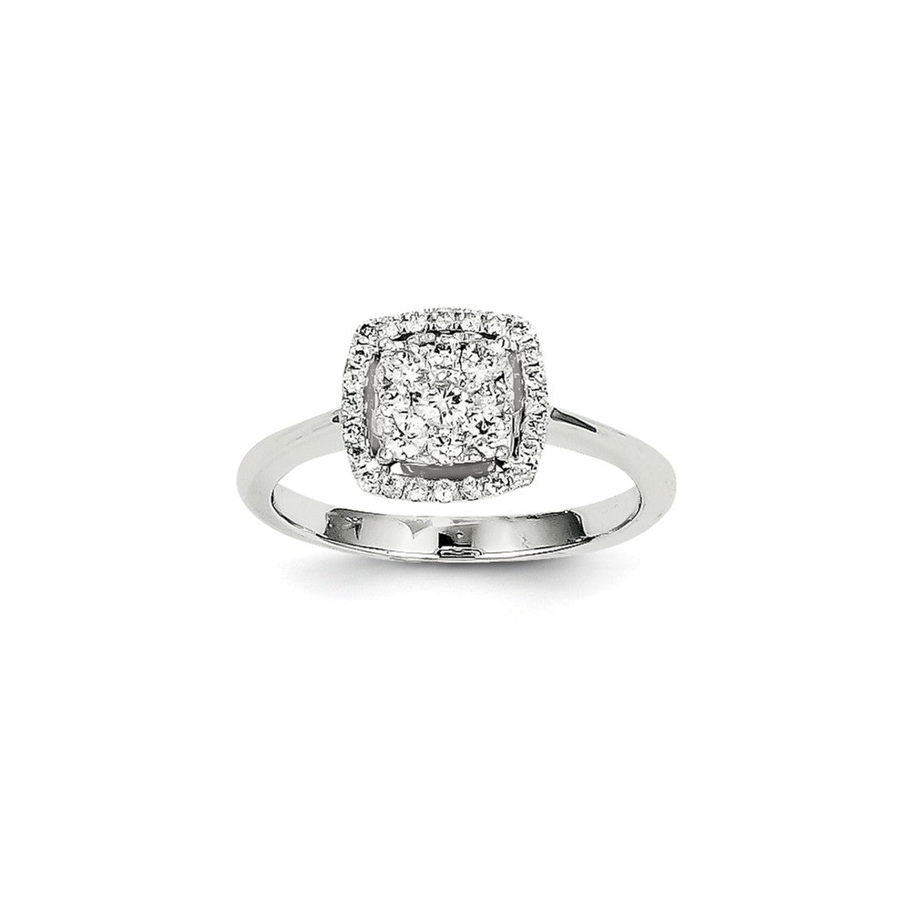 14k White Gold Diamond Square Ring