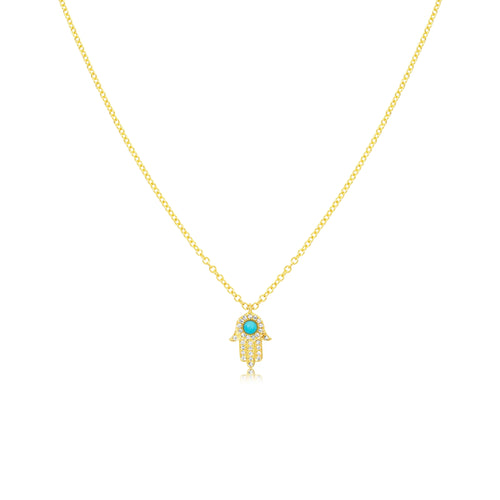 New Hamsa Hand Of Fatima Pendant Necklace Gold Color Iced Out Cubic  Zirconia Charm Chain Hip