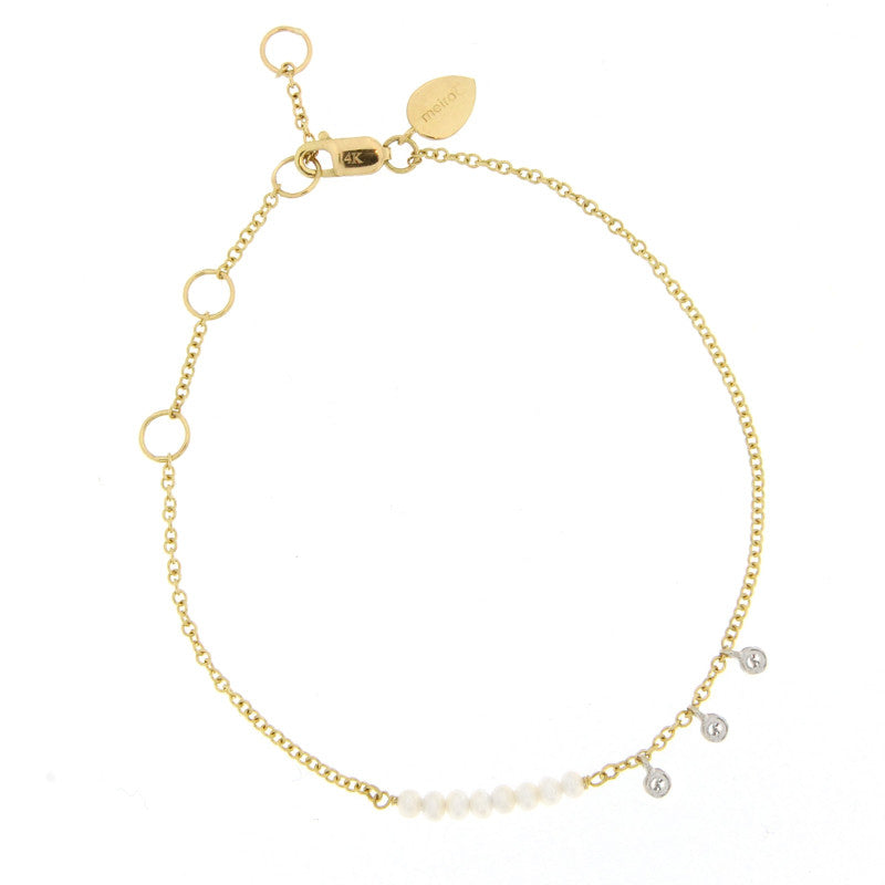 Pearl Bracelet With Diamond Bezels – Meira T Boutique