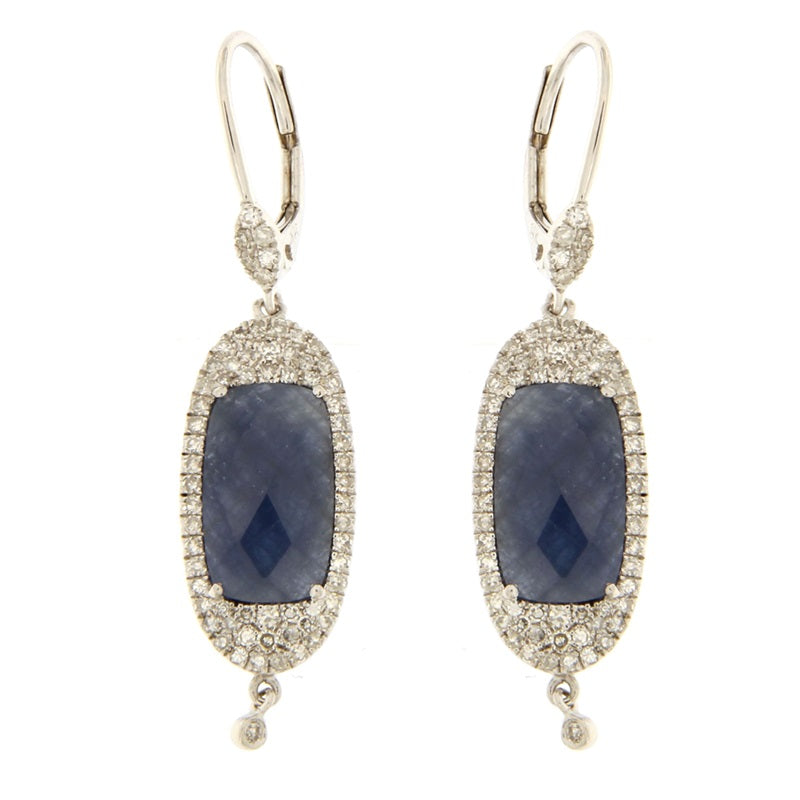 Blue Sapphire White Gold Dangle Earrings
