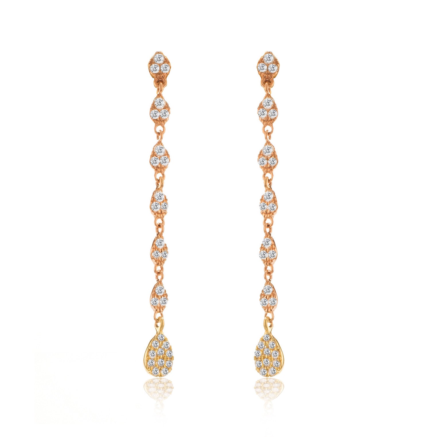 Rose Gold Drop Earrings with Diamonds