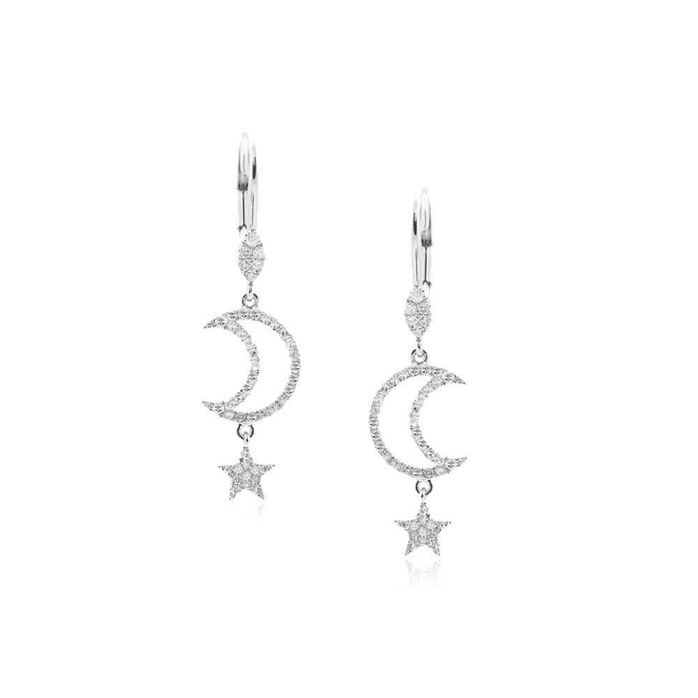 Moon And Star Drop Earrings