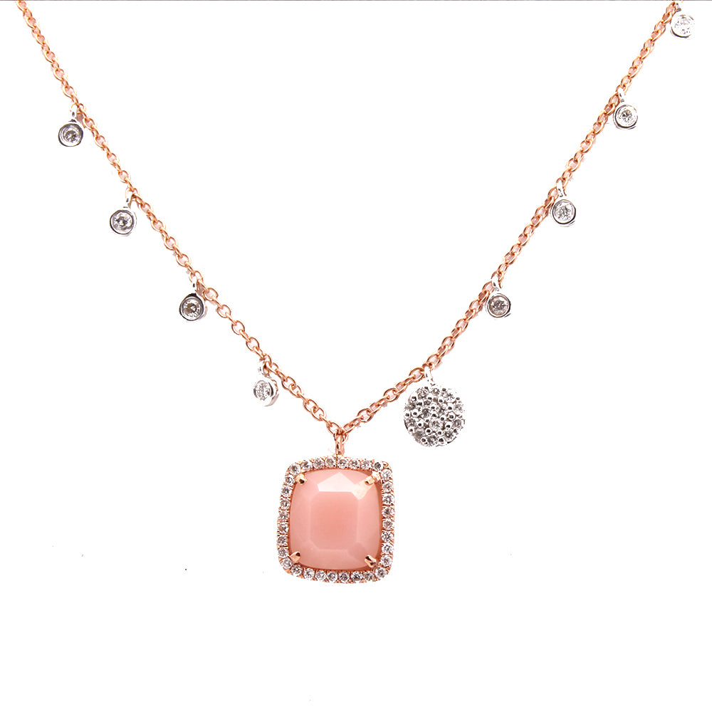 Pink Opal Two Tone Necklace