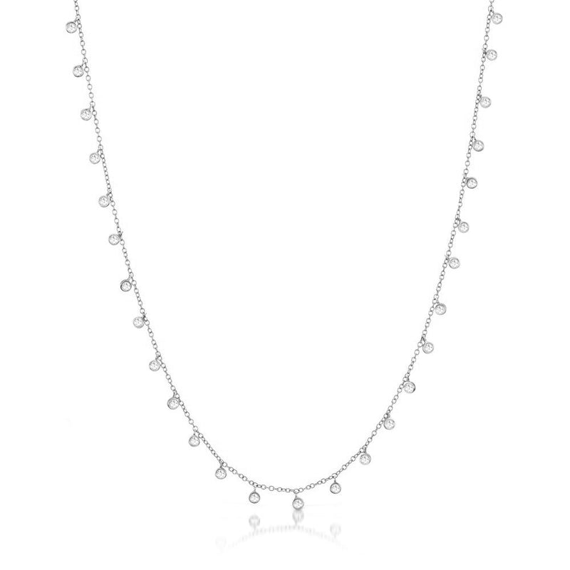 14k White Gold Necklace with Bezel Set Diamonds | Meira T Boutique