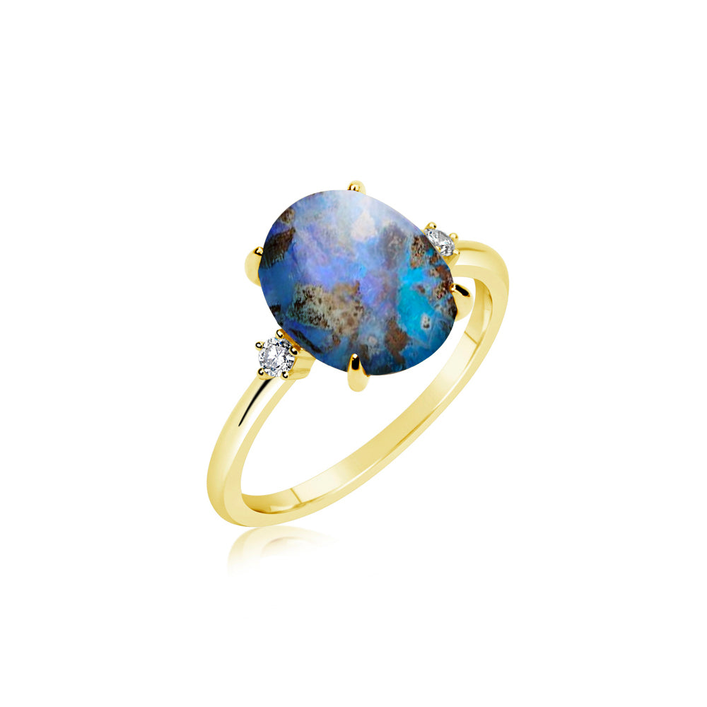 Boulder Opal Tourmaline Ring