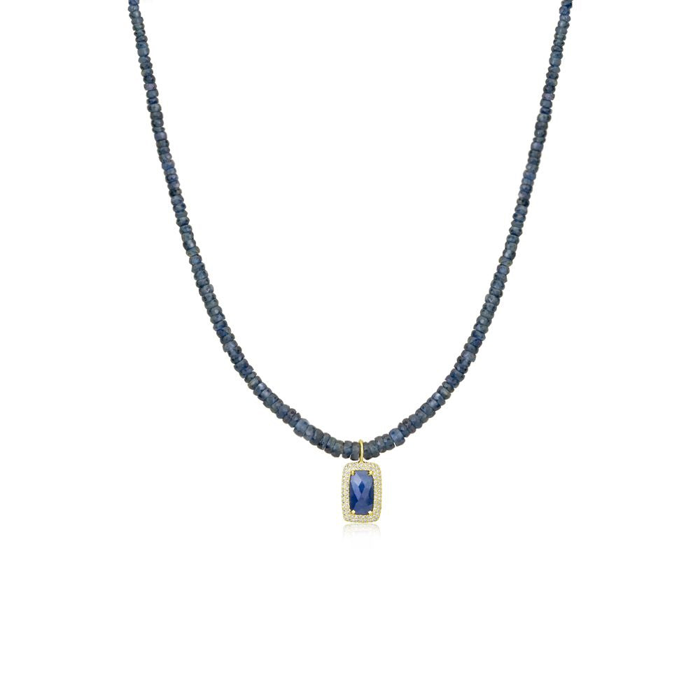 Blue Sapphire Bead and Charm Necklace