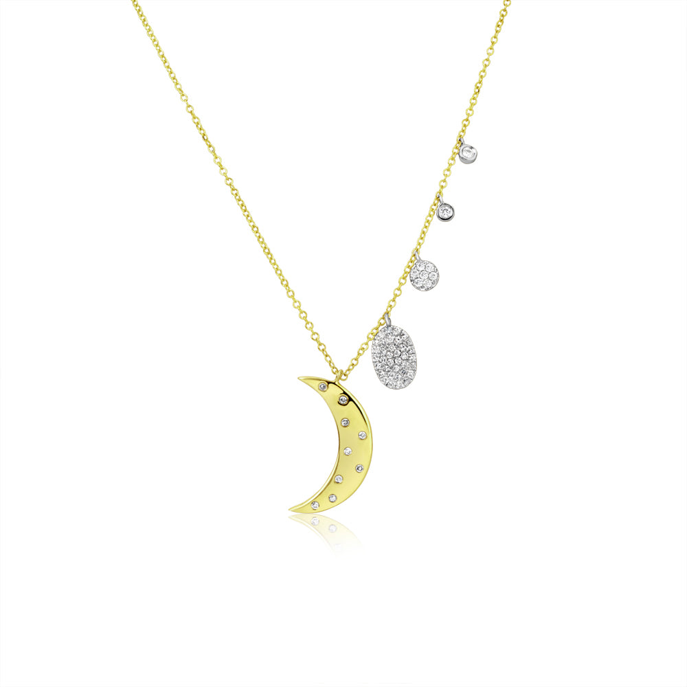 Buy Diamond Crescent Moon Pendant, Gold Diamond Moon Necklace, Diamond Moon  Jewelry, Solid Gold Pendant Necklace Online in India - Etsy