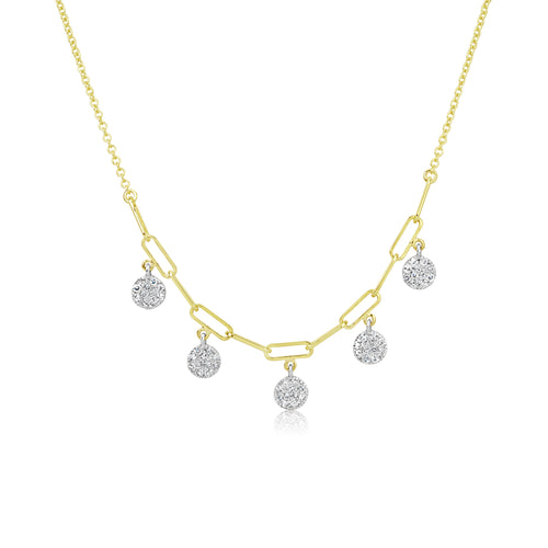 Paperclip Chain Necklace with Single Diamond Pavé Link 14K Gold | Marisa Perry