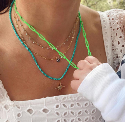 Turquoise and Silver Wrapped Meira T Necklace Layering – Boutique