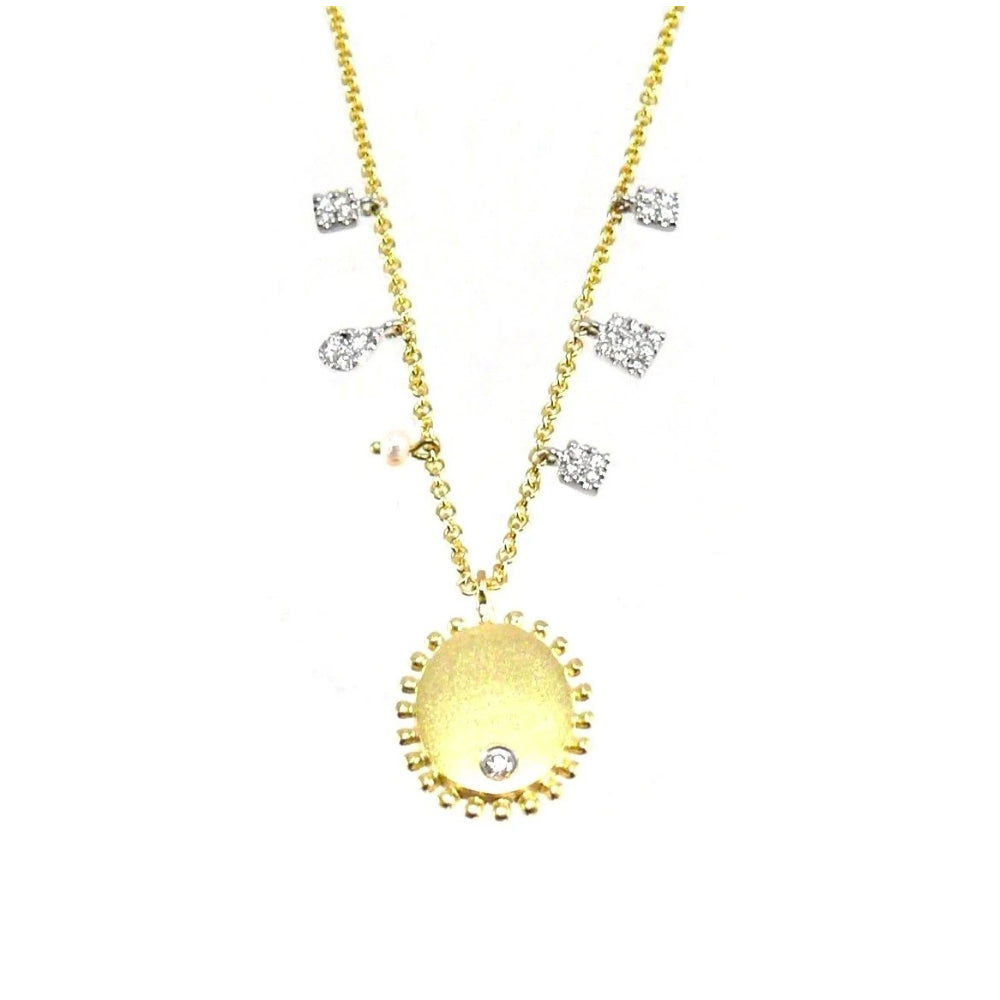 Yellow Gold Diamond Disc Necklace