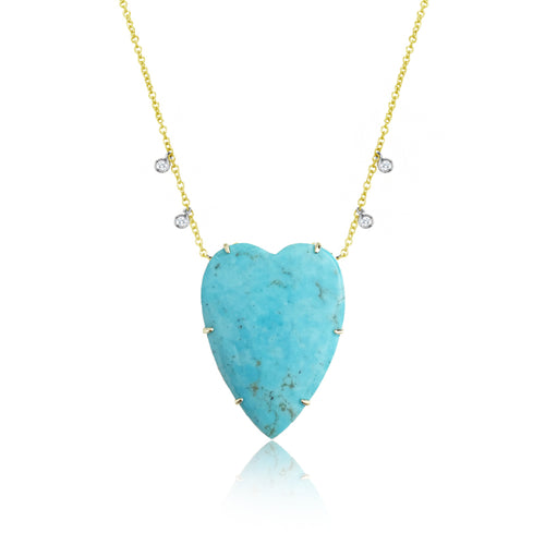 Turquoise Yellow Gold Heart Necklace IN STOCK READY TO SHIP