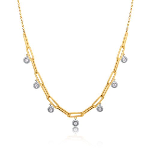 Bezel Diamond Paperclip Necklace – Meira T Boutique