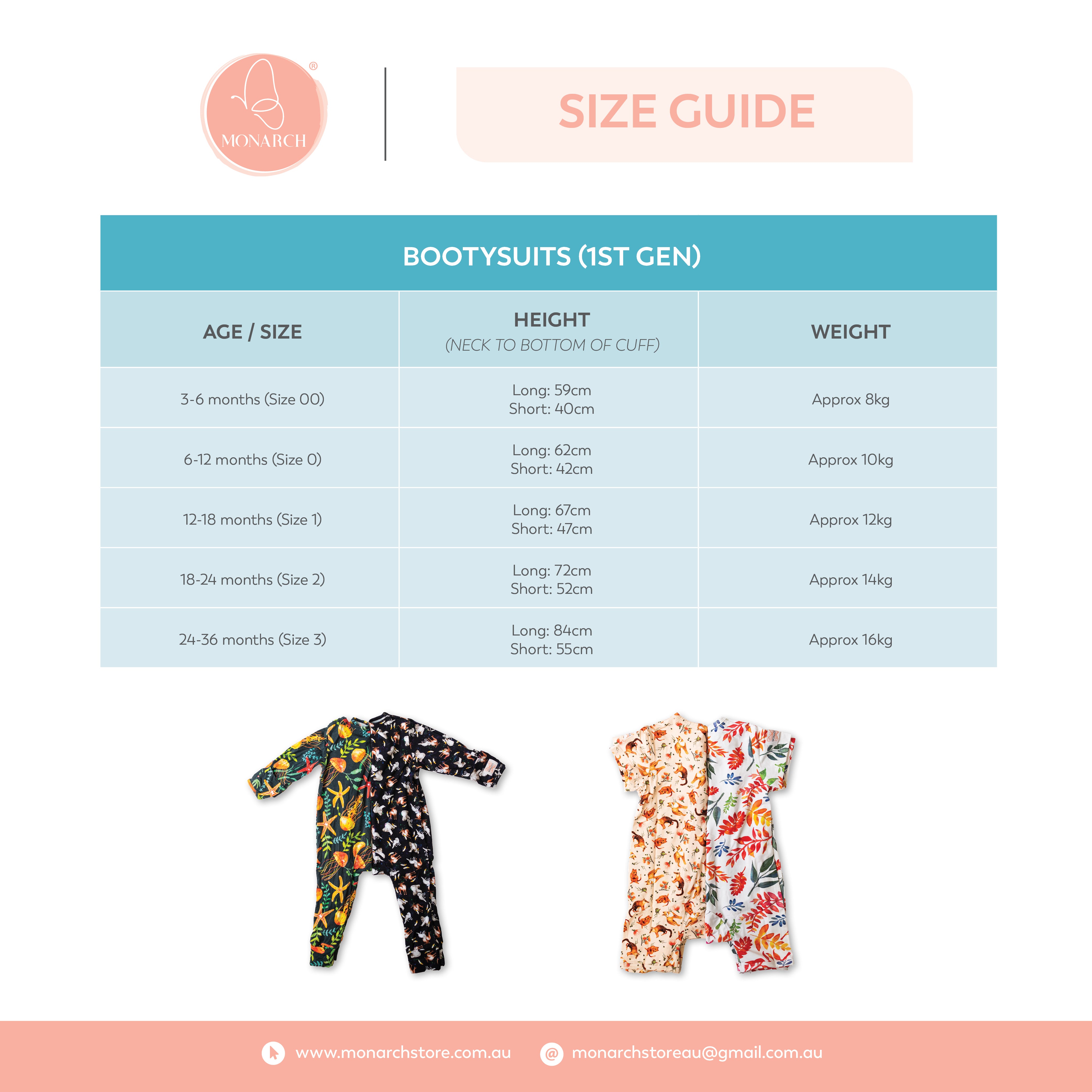 Bootysuit Size Guide - Version 1.0