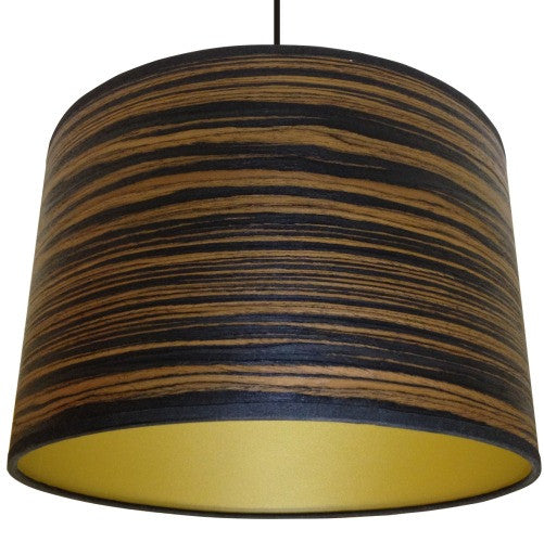 Dark Stripey Wood Veneer Drum Lampshade By Storm Furniture