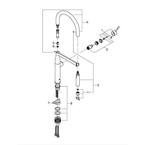 Peças de reposição da GROHE Essence torneira de cozinha cromada com a referência 3029400