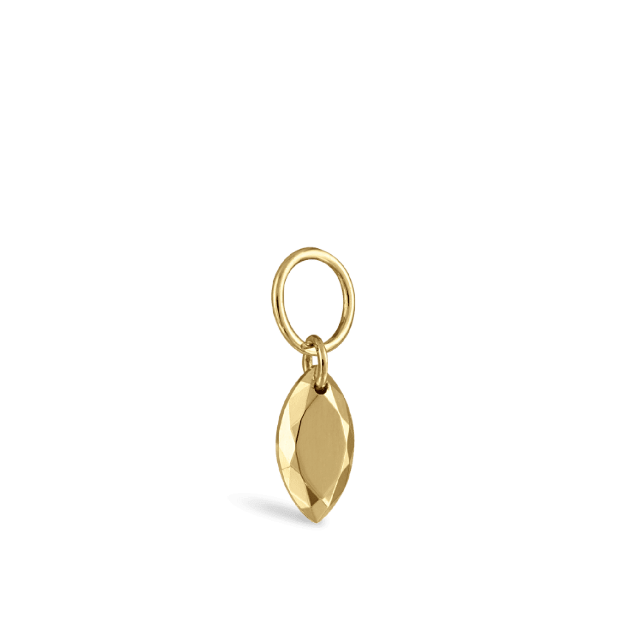 14k Gold Faceted Marquise Charm, Ear Piercing Drop,Add on for Hoop.