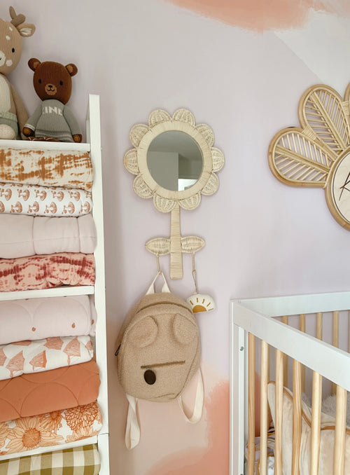 Rattan Mirror With Hooks, Nursery Hooks