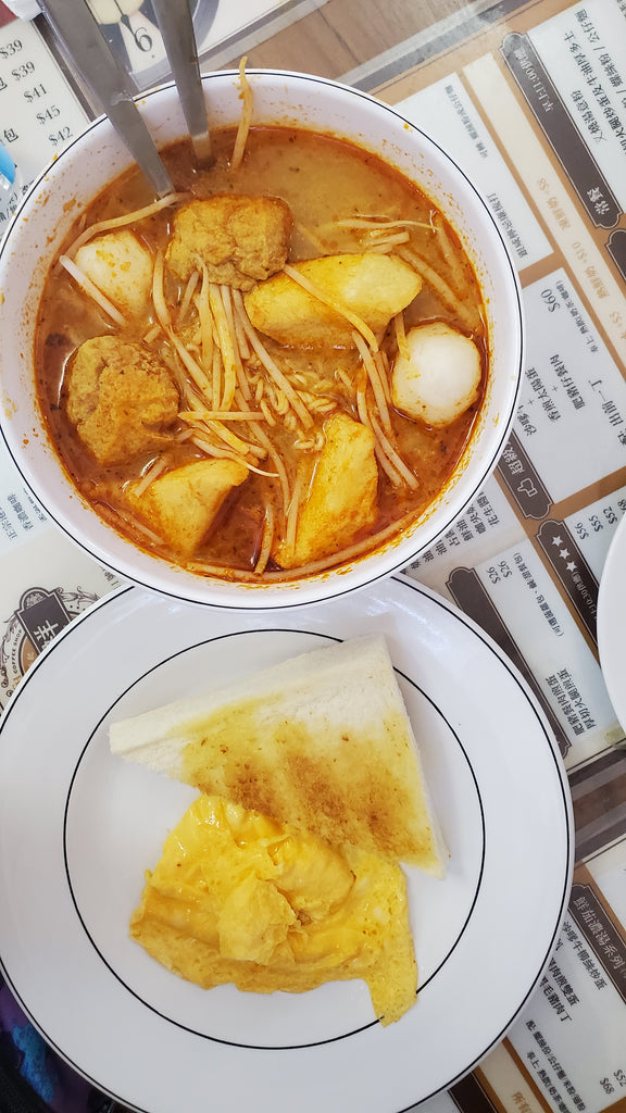 laksa noodles scrambled egg toast cheung hing coffee shop hong kong