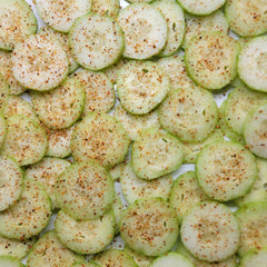 Sliced cucumber with salt and Tajin seasoning