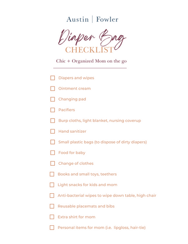 Diaper bag packing checklist