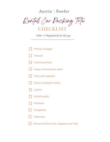 Rental car packing checklist