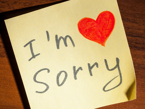 Post-It Note with "I'm Sorry" written on it with a red heart