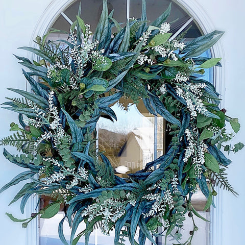 Everyday Spring Wreath with Purple Thistle & Gingham Ribbon