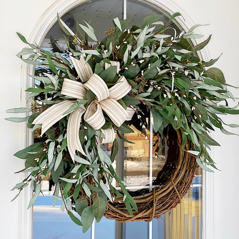 1pc, Spring Eucalyptus And Lavender Wreath For Front Door, Year Round Wreath,  Indoor Wreath, Farmhouse Wreath, Greenery Wreath, Summer Door Wreath, Check Out Today's Deals Now