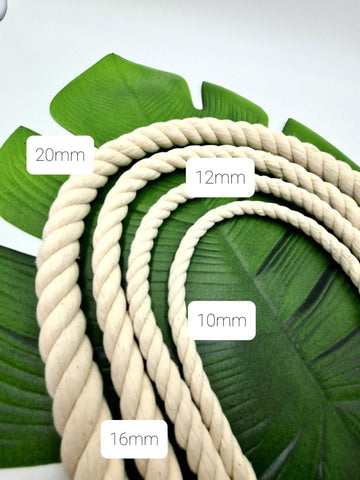 12mm Cotton Rope Macrame Natural Cotton Rope | 3 ply Twisted Rope