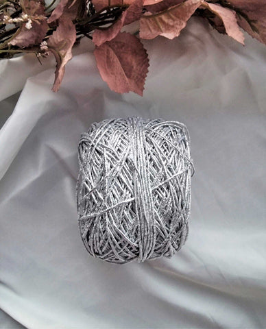 Silver Macrame Cord | Shiny Silver | Weight 100gr | 2 colours