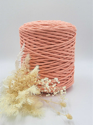 Peach Macrame Cord - 3MM  Single Strand Luxe Cotton String 1KG