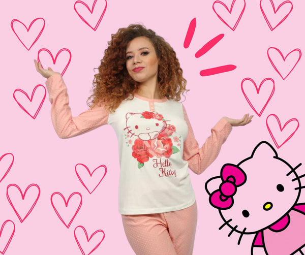 Pijama pantalón con playera manga manga larga Hello Kitty