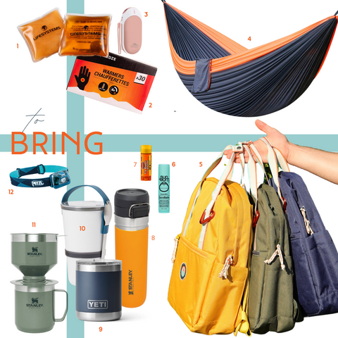 2022 gift guide outdoor accessories gear backpacks hammock hand warmers mugs light
