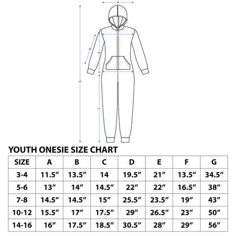 Youth Onesie Size Chart