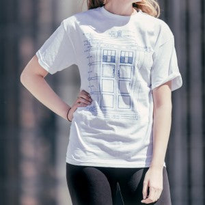 April 13 Winner -Doctor Who Police Box Tardis Blueprint T-shirt