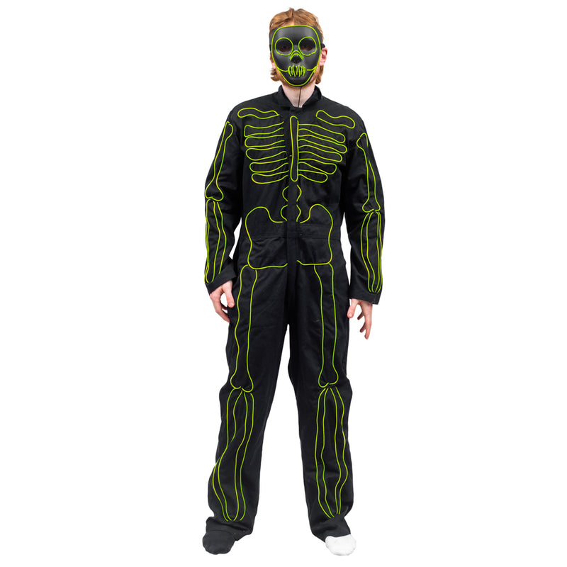 LED Light up Skeleton Costume & Mask with three modes Halloween Costum
