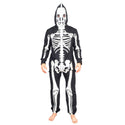 Adult Halloween Skeleton Costume Jumpsuit With Hood - Glow In The Dark Option - Normal / Xs