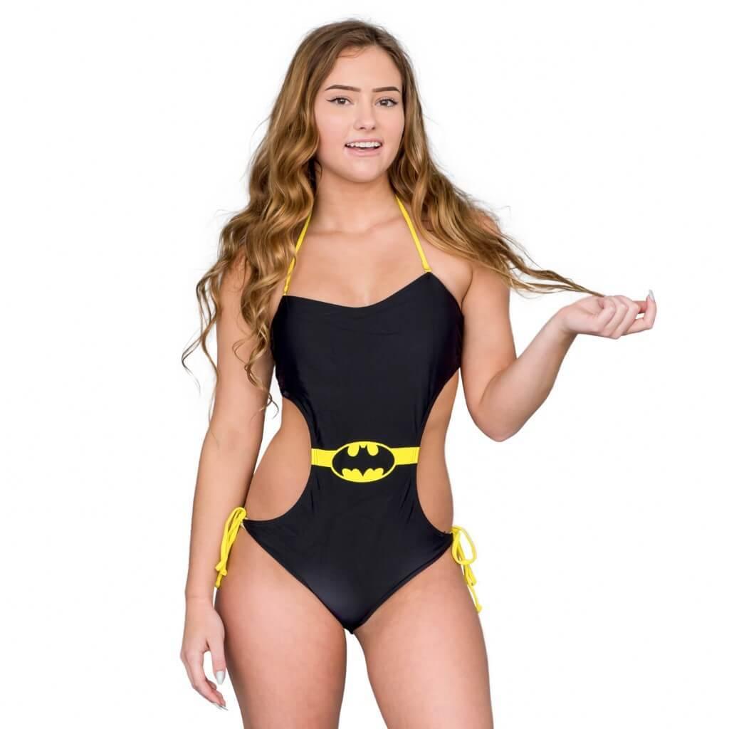 Batman Logo Triangle Set Black String Bikini - Batman 