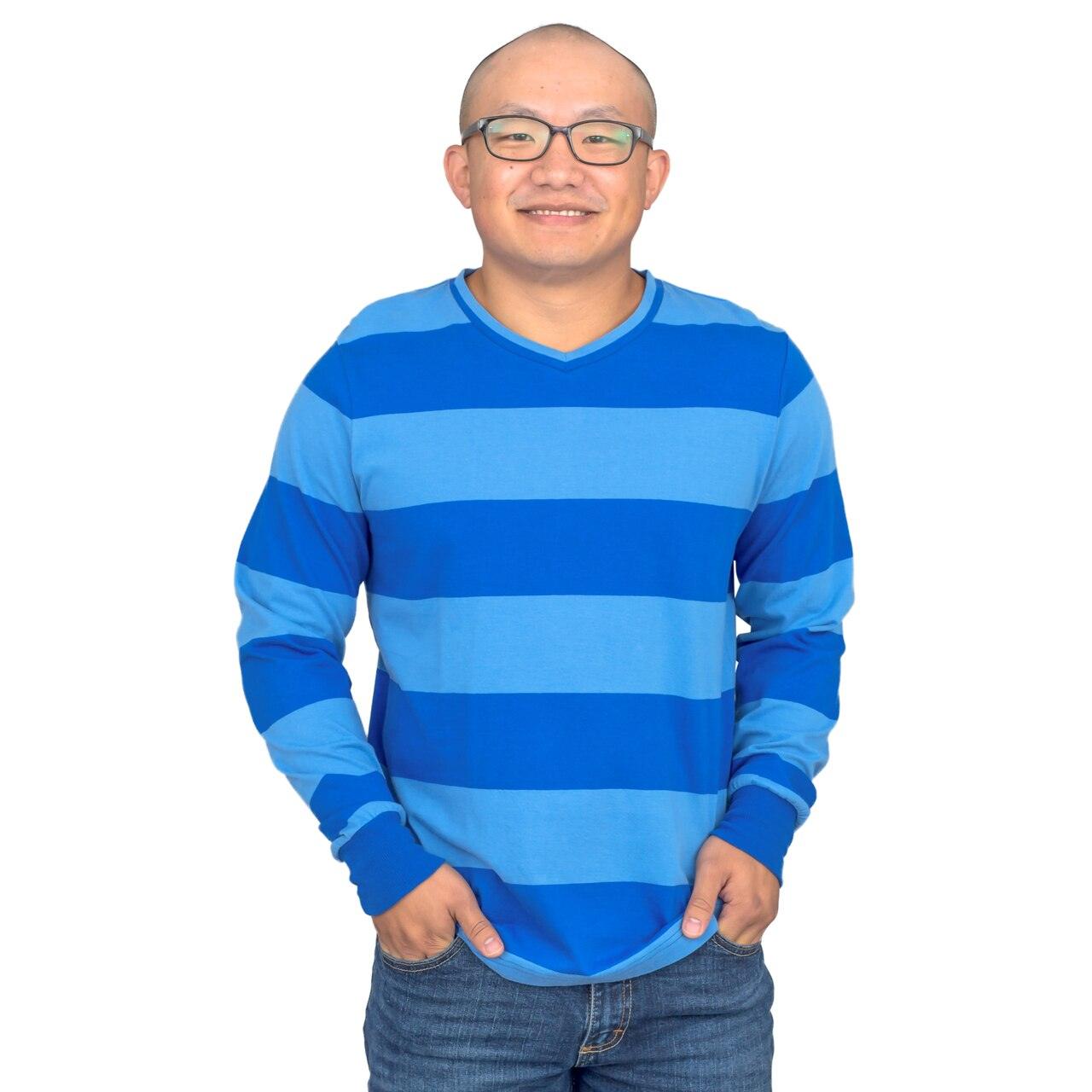Blue and Detective Halloween Costume  Blue Striped Shirt - S