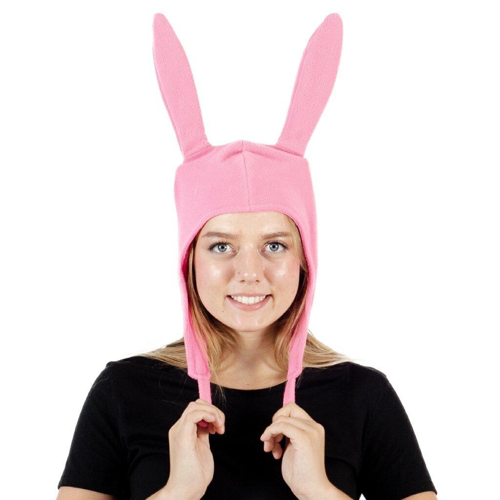 Ripple Junction Bob's Burgers Louise Belcher Bunny Ears Hat Adult One Size  Pink Cosplay Beanie Officially Licensed