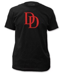 Marvel Comics Superhero Daredevil DD The Man Without Fear Logo Adult Black T-Shirt