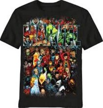 Marvel Group Shot Superheros Adult Black T-shirt