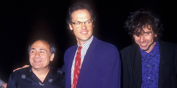 Batman Returns (1992) Danny DeVito, Michael Keaton, and director Tim Burton
