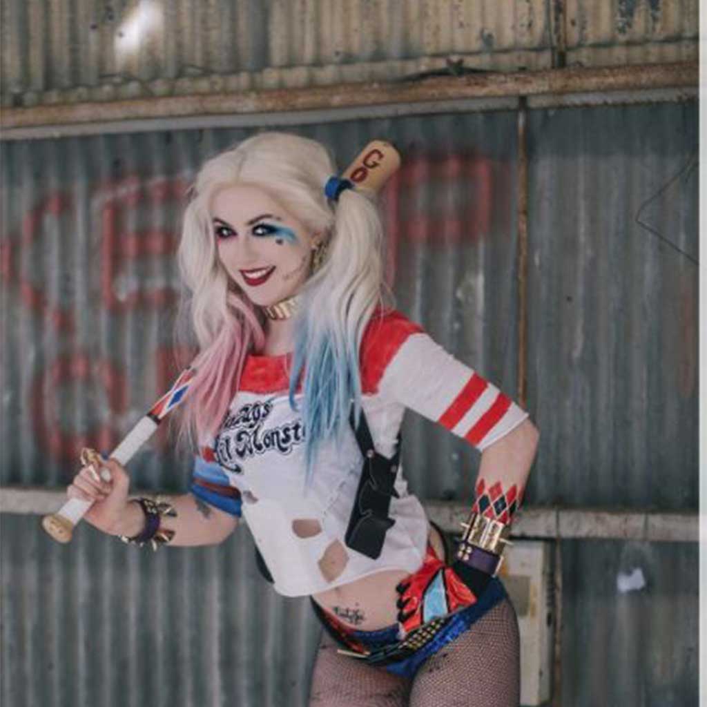 Harley Quinn Cosplay Spiked Cuffs Girl 1