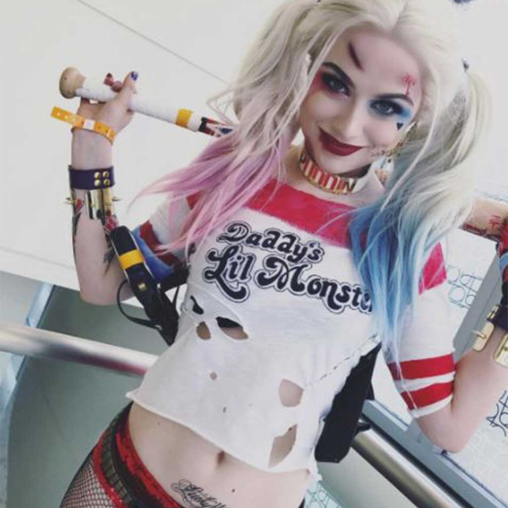 Harley Quinn Cosplay Spiked Cuffs Girl 4