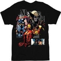 Marvel Comics Heroglyphics Team Ups Black Adult T-shirt